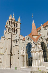 Fototapeta na wymiar Lausanne, Altstadt, historische Kathedrale, Sommer, Schweiz