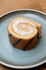 Sweet cake with strawberry cream