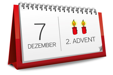 Kalender rot 7 Dezember 2. Advent 2014