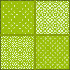 Set of Four green floral seamless patterns