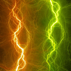Green and orange lightning