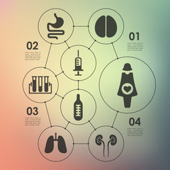 medicine infographic with unfocused background