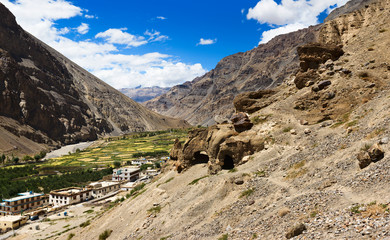 Buddhist Tabo caves. Spiti, Himachal, India