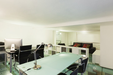 Interior, wide loft, studio