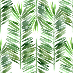 Materiał do szycia watercolor palm tree leaf seamless