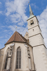 Fototapeta premium Zuger Altstadt, Zug, St. Oswald, Kirche, Kirchturm, Schweiz