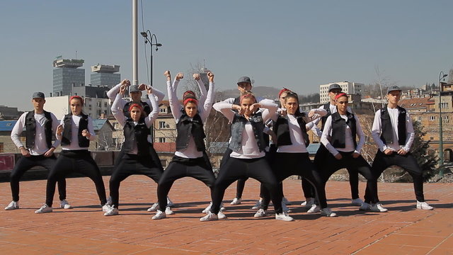 Professional dancers dancing  in the street of Sarajevo