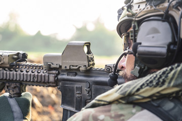 American Soldier aiming a rifle