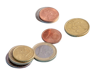 Coins, the euro, money, isolate