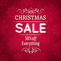 red christmas background and sale offer, vector