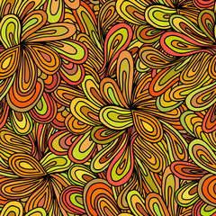 Bright seamless texture with flowers. Vector illustration.