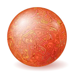 Ball isolated on a white background with a simple natural orname