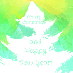 Obraz premium New year tree watercolor silhouette