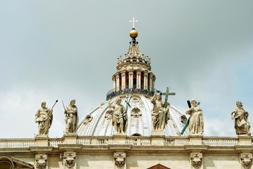 Fototapeta premium View of top of St Peter Basilica roof on May 31, 2014