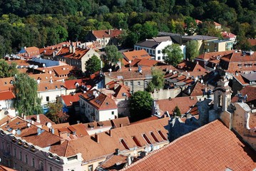 Fototapeta premium Vilnius city aerial view from Vilnius University tower