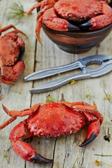 Boiled crabs