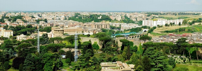 Obraz premium Aerial view of Rome city from St Peter Basilica roof