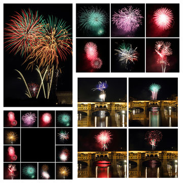 Fireworks collage, Images from Florence