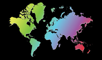 World map countries Rainbow gradient
