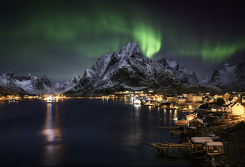 Northern lights over Reine, Norway