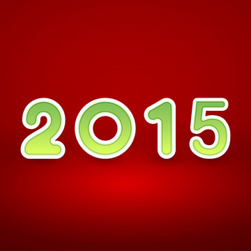 2015 New Year image on red background with white and green figur