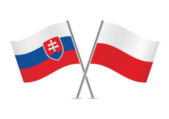 Slovakia and Poland flags. Vector illustration.
