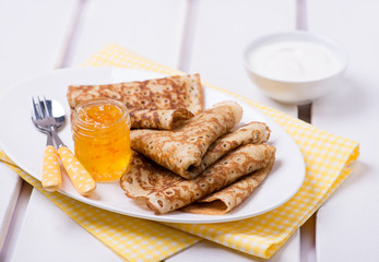 Crepes with orange jam