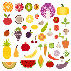 Set of fruits and vegetables