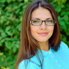 Beautiful girl wearing glasses - outdoor portrait