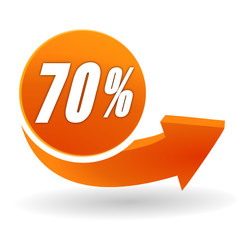 70 pour 100 sur bouton web orange