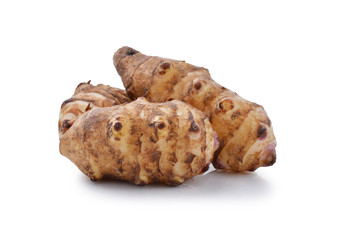 Jerusalem artichoke on a white background