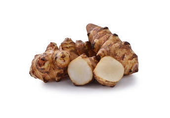 Jerusalem artichoke on a white background