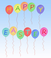 Happy Easter message party balloons on blue