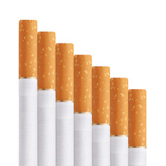 stairway of cigarettes isolated on a white background