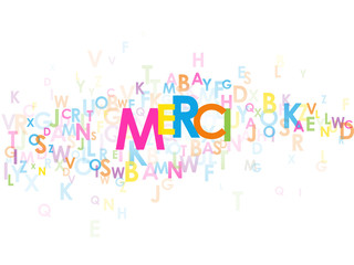 Mosaïque de Lettres "MERCI" (carte message remerciements joie)