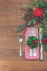 Christmas  place setting with Christmas decorations