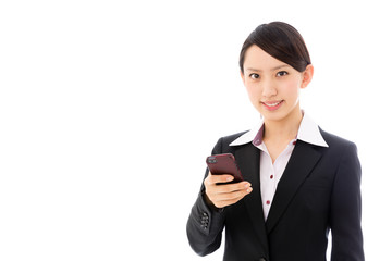 asian businesswoman on white background