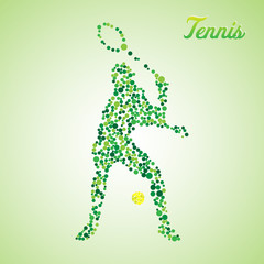 Abstract tennis player kicking the ball