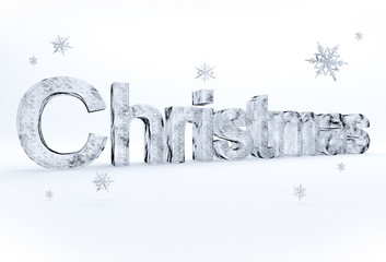 Christmas scritta col ghiaccio - obrazy, fototapety, plakaty