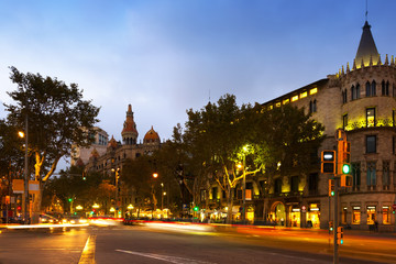 Obraz premium Passeig de Gracia in october twilight. Barcelona