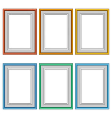 Six multicolored frames isolated on white background