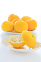 Citrus junos on white background