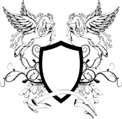 Fototapeta premium heraldic unicorn coat of arms crest shield5