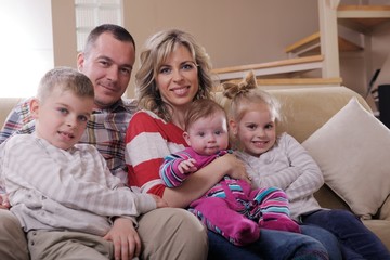 happy young family at home