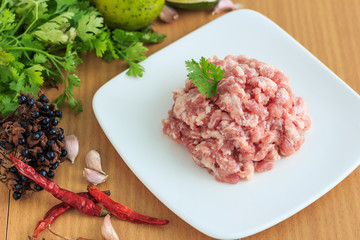 Raw minced pork meat