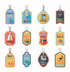 Travel tag flat banner background set, eps10