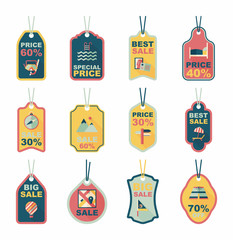 Travel tag flat banner background set, eps10