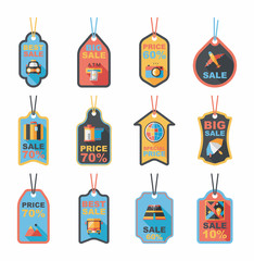 Travel tag flat banner background set, eps10