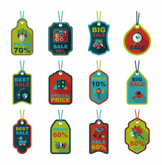 Toy tag flat banner background set, eps10