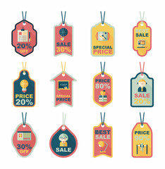 school tag flat banner background set, eps10